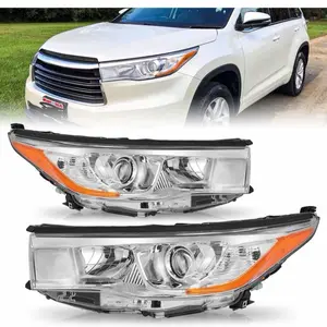 2014 2015 2016 Toyota Highlander Halogen Headlights Assembly Headlamps Pair