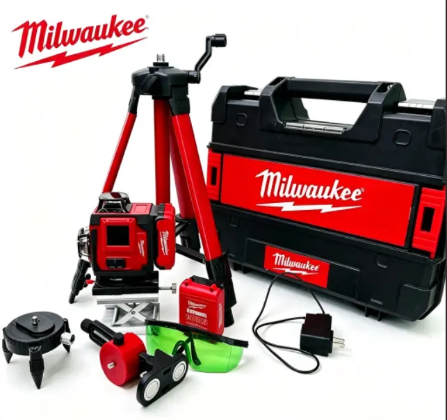 Milwaukee Cordless Green Laser Level kit reverse function hand tool accessory industrial work 360-degree vertical diy use wall floor