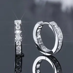 【Must be】Moissanite Hoop Earrings Huggie Earrings VVS1 D Color Synthetic Moissanite Jewelry Perfect Birthday Mother’s Day Gift for Men Women Silver-Tone Earrings