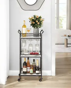 VASAGLE Bar Cart, Home Bar Serving Cart, Small Bar Cart with 3-Tier Shelf