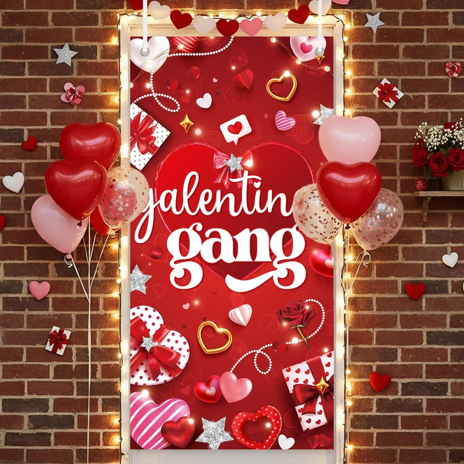 2D Flat Door Banner 1pc, Galentines Day Decoration, Large Front Door Cover Sign, Holiday Background Banner, Home Office Decor, Party Decorations Banners