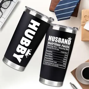 HUBBY HUSBAND Insulated Tumbler - 20 oz Stainless Steel Drinkware with "HUBBY" Design for Anniversary, Birthday, and Romantic Gifts