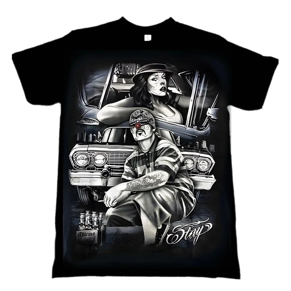 Stay Cholo LowRider T Shirt - Cotton Material, Perfect for Daily Life & Summer, Versatile for Jeans & Beach Shorts, Ideal Gift, Hand or Machine Washable