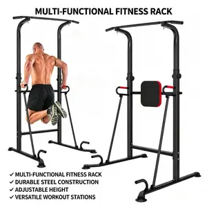 Strength training tower pull-up bar, suitable for home gyms - adjustable height, multi-functional push-up stand - training equipment for pull-ups, push-ups, and leg raises, an ideal Christmas gift fitness equipment.