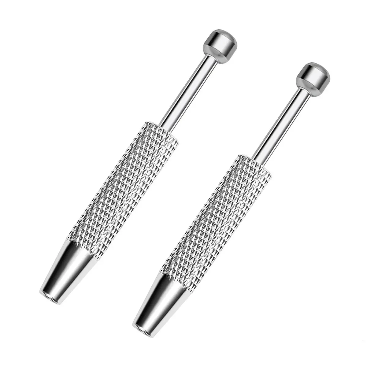 Oufer 2PCS Push-in Syringe Style Quad Prong Bead Ball Holder Grabber Piercing Changer Kit-Stainless Steel