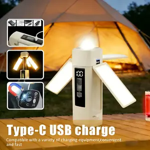 2PCS 1500LM*4 Telescopic Magnetic Work Light, Rechargeable Foldable LED Inspection Lamp with 7 Modes, Digital Battery Display, Portable Camping Lantern for Car Repair, DIY, Mechanics