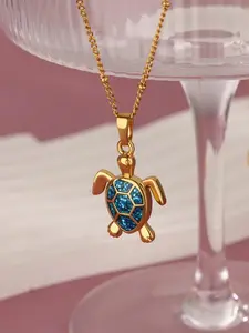 Stainless Steel Turtle Pendant Necklace, Ocean Heart Turtle Beach Necklace, Non-Fading Cute Trendy Necklace, Three Colors Available
