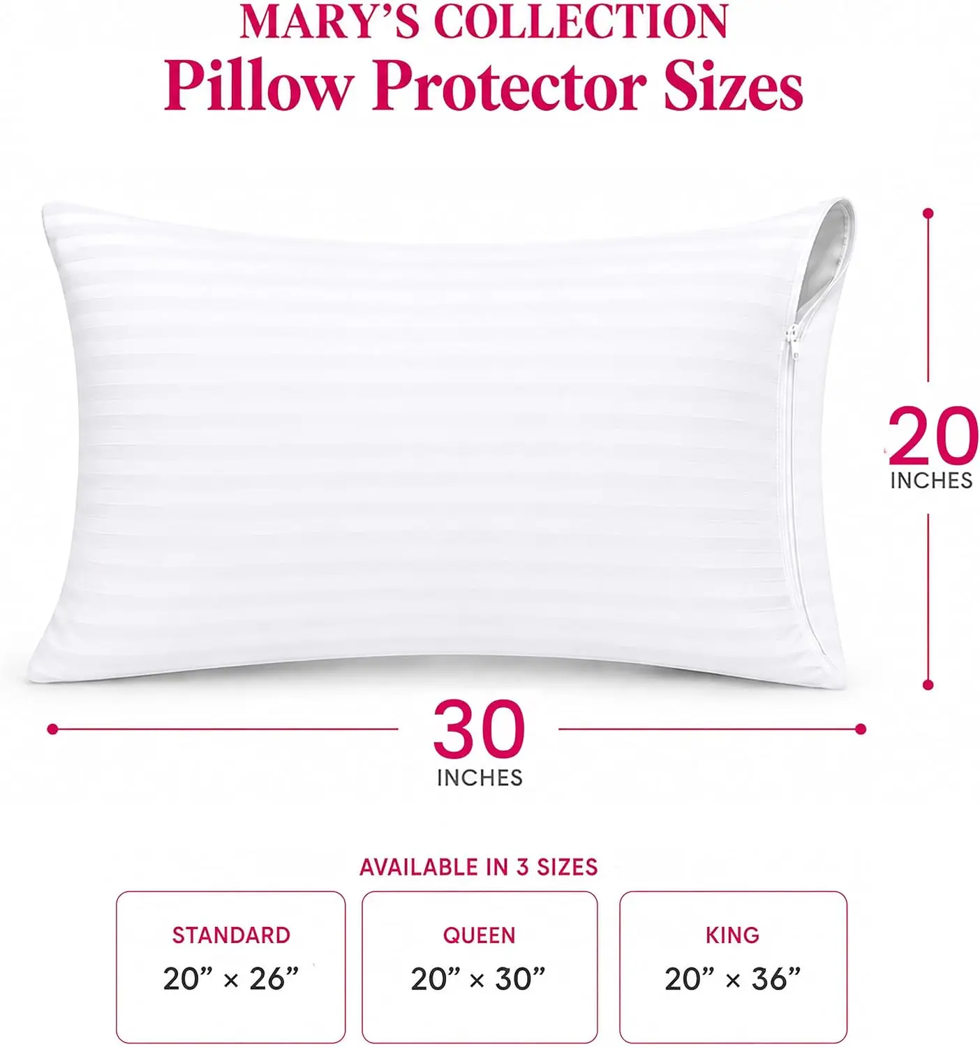 Queen Pillow Protectors with Zipper Standard Size 2 Pack | 100% Cotton Sateen 300 TC Luxury Fabric | Reinforced Smooth-Glide Zipper | Hypoallergenic Soft Breathable Covers | Oeko-TEX Certified