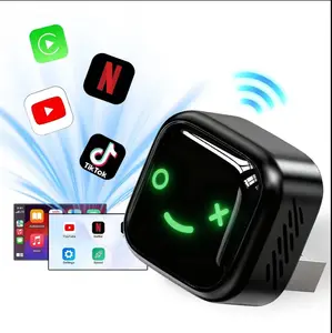 Wireless CarPlay Android Auto Adapter 2026 with Bluetooth 5.0 & WiFi Supports Siri & Google Assistant Voice Control Mini Design Heat Dissipation Frame Plug and Play for Factory WiredCarPlay Cars Car Audio System Seamless Integration tripod