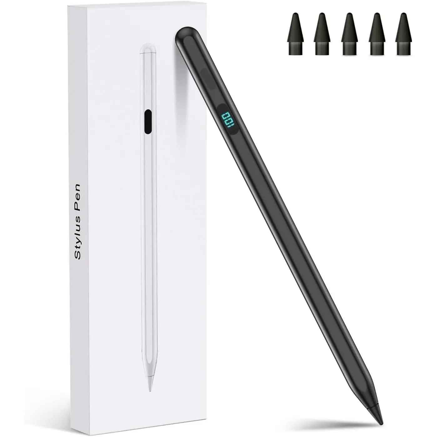 iPad Stylus Pencil(5 Extra Tips) with  Attachment,USB-C Faster Charge,Tilt Sensitivity Palm Rejection,Compatible with2018-2025 iPad ProM4/12.9/11,Air M3/M2/3/4/5,iPad6-11,Mini5/6/7Gen(Black)