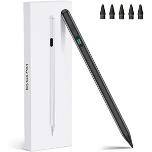 iPad Stylus Pencil(5 Extra Tips) with  Attachment,USB-C Faster Charge,Tilt Sensitivity Palm Rejection,Compatible with2018-2025 iPad ProM4/12.9/11,Air M3/M2/3/4/5,iPad6-11,Mini5/6/7Gen(Black)