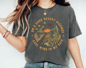 Comfort Colors On a Dark Desert Highway TShirt, Retro Adventure Graphic Tee, Hiking Camping Travel TShirt, Boho Nature Aesthetic Gift for Her