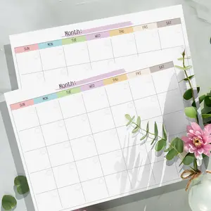 1pc A4 Undated Monthly Planner Pad, Large Desk Calendar Organizer with Spacious Grid Layout for Scheduling, Goals, Minimalist Layout for Home, School & Office Use, Homeschool Planner