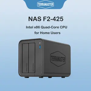 TERRAMASTER F2-425 2-Bay NAS Storage - Intel x86 Quad-Core CPU, 4GB RAM, 2.5GbE LAN, Network Attached Storage Multimedia Server for Home Users (Diskless)