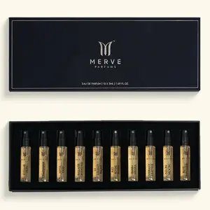 Merve Discovery Box Dubai Chapter | 10 Unisex Perfume Samples | Oud, Amber, Floral, Spicy, Citrus, Fruity, Leather | Long Lasting 12+ Hours | Eau de Parfum | Vegan & Cruelty Free | Gift