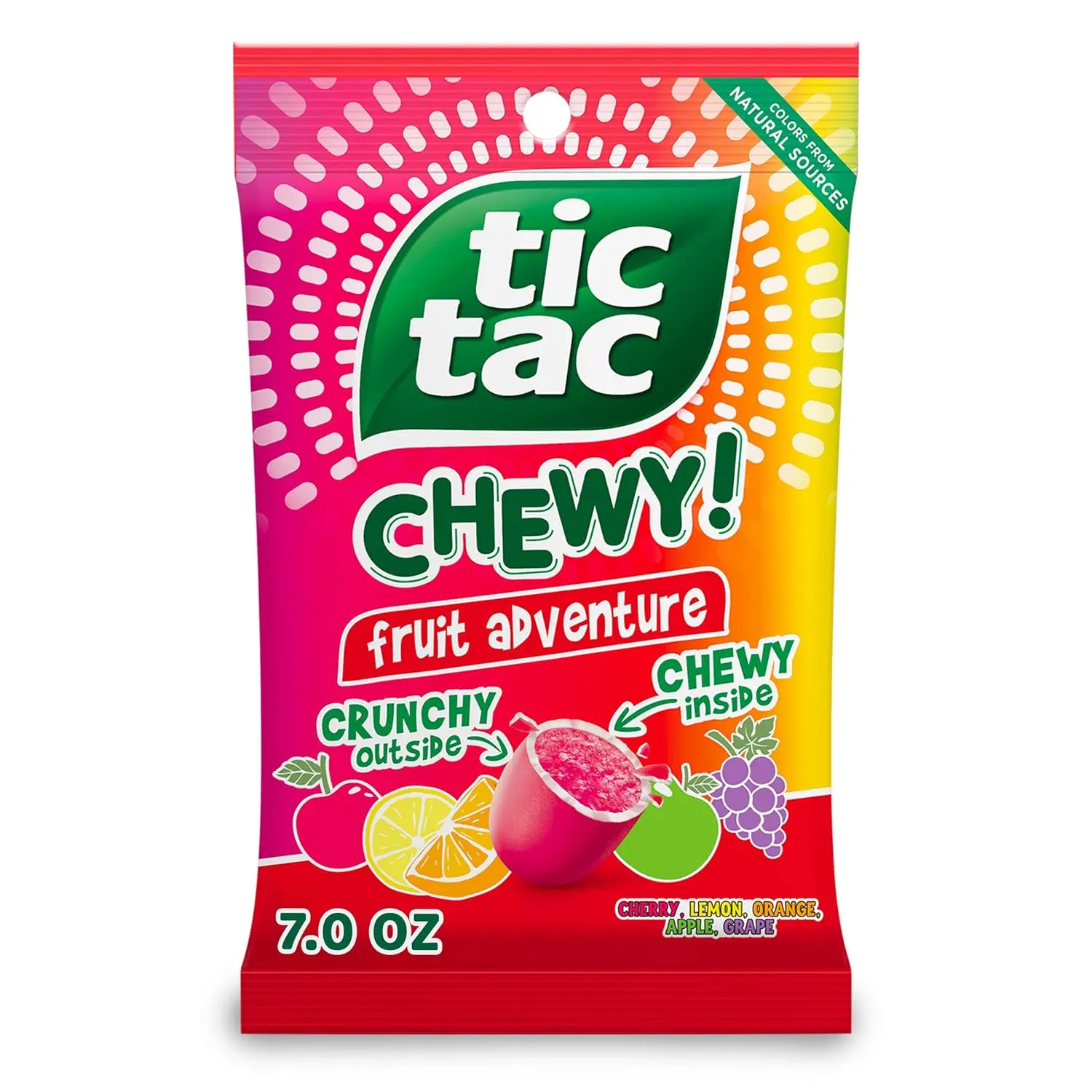 TIC TAC Gluten-Free Chewable Fruit Adventure Candy, 7 oz Sweet Cupboard Item - Gluten Free Snacks for Kids, Everyday Party & Watch Party Treats