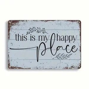 1count Wooden Sign, This Is My Happy Place, Great Housewarming Gift And Home Decor Sign For Wall Decor, Home Decor, Room Decor, Farmhouse Decor, Porch Decor, Bedroom Decor, Outdoor Decor, Events And Party Supplies,Home Decor ,Room Decor,Wall Decor Gifts B