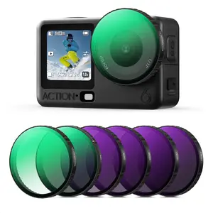 K&F CONCEPT Kit of 6 Filters Compatible with dji Osmo Action 6, CPL ND8 ND16 ND32 ND64 Black Diffusion 1/4, Filters with HD Optical Glass/Multilayer for Action Camera Accessories