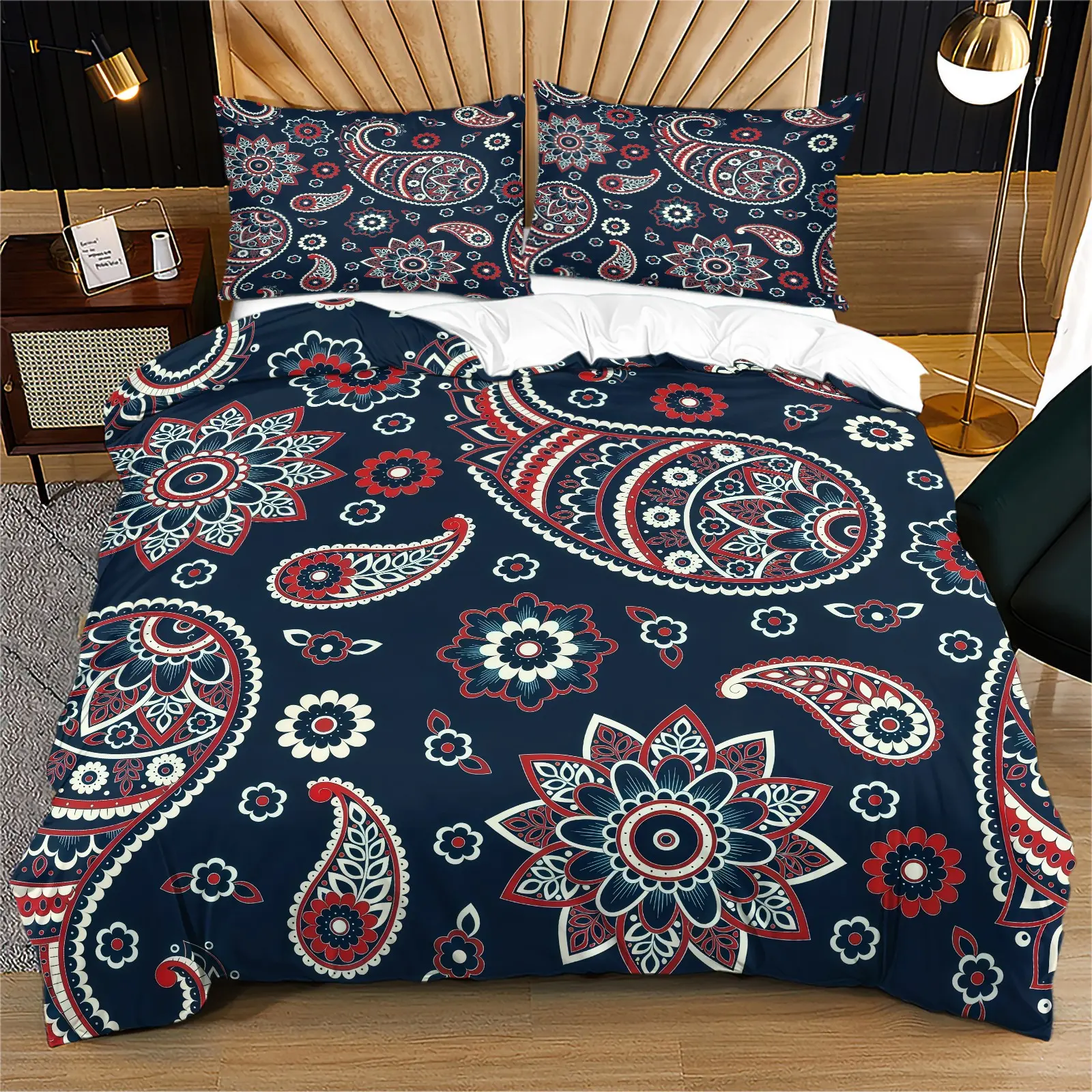 Retro Paisley Cashew Flower Pattern Duvet Cover Set, Classic Ethnic Style Bedding Set (1 Duvet Cover + 1/2 Pillowcase, Excluding Fillers), Suitable For Teenagers And Adults, Bedrooms, Guest Rooms, Apartments And Dormitories