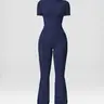 Women's Summervibes Zip Up, Skin-feel Short-sleeve Bodysuit, Breathable and Skin-friendly with a Slim-fit Cut and Hip-lifting Design, Ideal for Yoga, Pilates and Fitness Sporty Comfy Jumpsuit Sports Jumpsuits Outdoor Fun