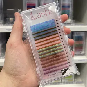 Unicorn Ombre Mixed Color Lash Extensions Trays 0.07