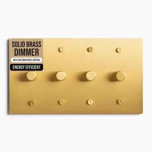 2-Gang Satin Nickel Rotary Dimmer Switch, 15A 120V AC Wall Mount, TRIAC/Leading Edge 1-Way Compatible, Dimmable LED Light Control with Knob, Faceplate & Dimming Module