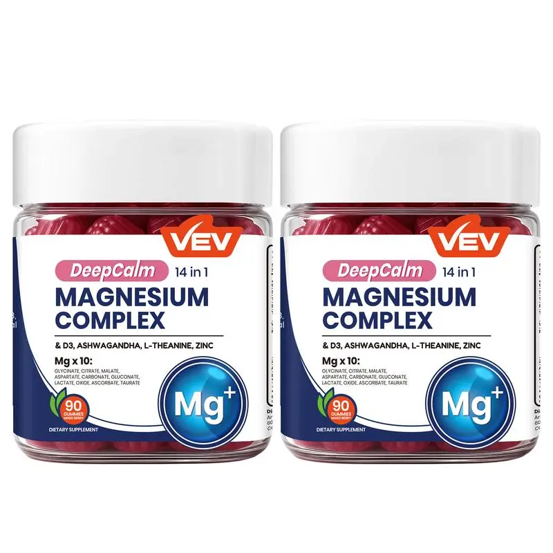 VEV DeepCalm Magnesium Gummies – Vegan, Sugar-Free 14-in-1 Stress & Sleep Support with Glycinate, D3, Ashwagandha & L-Theanine