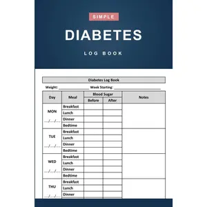 Diabetes Log Book: Simple 2-Year Daily Blood Sugar Log Book for Record and Tracking Blood Sugar Level - 110 Pages (6" x 9" Inches)