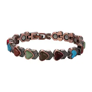 OIDEA Women's Accessory Bracelet - Adjustable Copper Metal Bracelet with Natural Turquoise Stone Accents, Classic Modern Link Costume Jewelry Gift Item summerwins