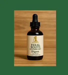 Feral Roots Apothecary Digest - Herbal Supplement for Gut Health & Digestive Wellness - Oregon Grape Root, Chamomile, Fennel, Rosemary, Licorice, Ginger - 2 oz Bottle