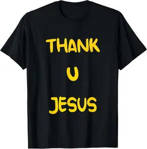 100% Cotton Thank U Jesus Christian Cross God Faith Bible Religious Pray T-Shirt