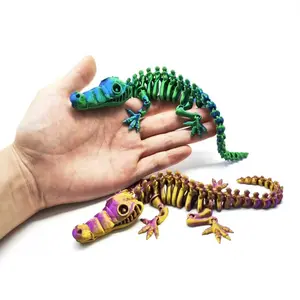 3D Printed Jointed Crocodile Skeleton Decoration, Vibrant Silk Texture Blue Reptile, Gothic Party Decor, Aquarium Display, Unique Gift, Artistic Ornaments