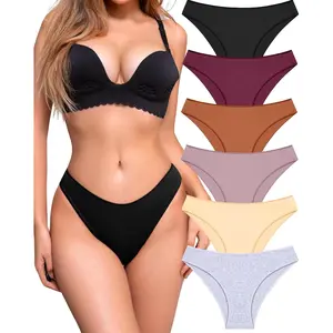 6 Pack Cotton Underwear for Women Low Rise Bikini High Cut Breathbale Hipster Cheeky Womens Panties S-XL Tummy Control Swimsuits Summer Swimsuits