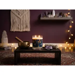 Custom Art | Midnight Gold Abstract Soy Candle by Artem Vivendi | Reusable Glass Vessel | Nervous System Reset | 65Hr Burn | White Tea & Fig or Ocean Mist & Moss