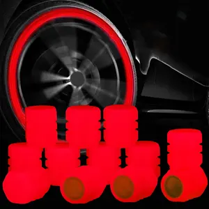 Glowing Tire Valve Stem Caps Universal Tyre Valve Stem Caps with Light in Dark Leakproof Seal Luminous Tire Valve Stem Cover for Car Truck SUV Bicycle Motorcycles Decoration