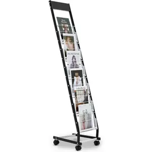 VEVOR Brochure Display Rack, 4-Tier Magazine Literature Display Stand with Wheels, Movable Floor Standing Magazine Rack, Heavy Duty Newspaper Catalog Holders for Shop Exhibitions Office Craft FairsVEVOR Super Brand Day