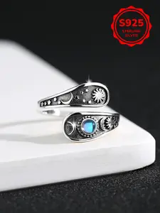Women's S925 Silver Ring, Vintage Style Adjustable Moonlight Stone Jewelry Gift for Women, Unique Design for Daily Wear & Gifts, Adjustable Rings