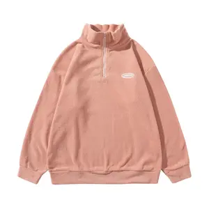 Autumn And Winter Polarfleece Sweater Embroidery Letters Zipper Stand Collar Pullover Sweater Men's And Women's Sweatshirts Top Casual Clothing Casual Casual