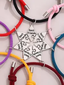 7 Piece Star Puzzle Pendant Bracelet Set, Stackable Bracelet, Adjustable Bff Jewelry for Men and Women, Perfect Daily Wear Gift, Casual Style