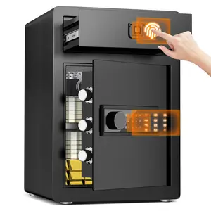 2.4 Cu Ft Small Safe Box Fireproof Waterproof -Home Safe with Biometric Fingerprint Drawer & Removable Shelf, Dual Alarm System,Gun Safe for Documents, Money, Jewelry, Office & Hotel