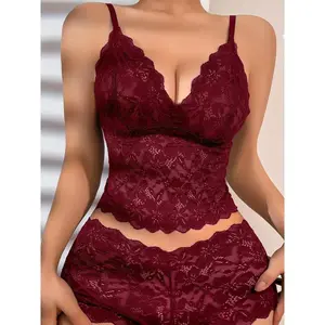 1 Set Women's Fashion Lingerie Set with Contrast Lace Floral Print Semi-Sheer Soft Comfortable Non-Padded Wireless Bra & Panties in Various Colors Womenswear Grey Basic Minimalist White