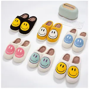 Happy Face Slippers - Happy Emoji Slippers, Step into Comfort and with Our Retro Preppy Happy Face Slippers for Winter, Winter Slippers Summer Outdoors Summer Winter Footwear Women