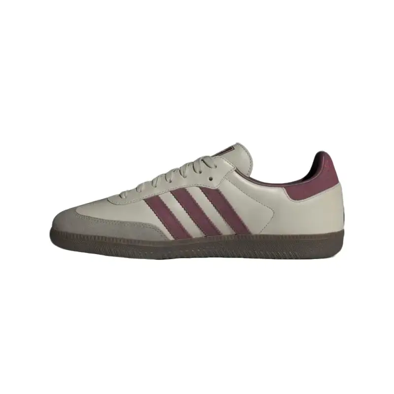 Adidas Samba OG Men’s Unisex Muted Tones Putty Grey Maroon Sneakers - Gum Sole, Leather Upper, Heritage Silhouette, Casual Wear Daily Fashion Sports Footwear, Shoe, Walking Shoes, Sports Shoes