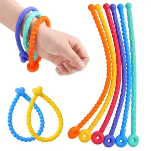 6pcs Textured Stretchy Strings Sensory Fidget Toy Set, Soft Silicone Stress Relief Bands with Tactile Texture, Stretchable Anxiety Relief Toy for Kids & Adults, Autism Sensory Toys, Party Favors, Classroom Rewards