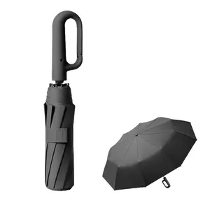 Fully Automatic Folding Compact Umbrella for Men and Women, Water Proof, Stainless Steel Frame, 1-Touch Open, Rain-Ready, Ring Buckle Design, Large Ribs, Strong Sunshade Double Canopy,summervibes
