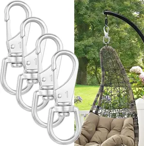 Stainless Steel Swivel Snap Hooks, 4 Pack 3.5 Inch Flag Clips, Heavy Duty Swivel Hook for Flag Pole Rope, Dog Leashes, Keychains, Boat Ropes, Bird Feeder