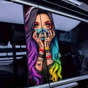 2 Pieces of Vinyl Stickers, Decal for cars - B-Post Door Protector, Sunscreen, Waterproof, Scratch Resistant, Easy to Paste and Remove, Perfect for Car and Motorcycle Decor, Motorcycle Accessories, Art Door Decor, Easy Stick Vinyl Motorcycle