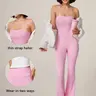 TIMEOFF Women's Halter Neck Athleisure Style Solid Color Yoga Jumpsuit - Bodycon Fit, Full-Length Flared Legs, Butt Lifting, Tummy Control, Stretchable Activewear, Clothes for Women's Gym Workout,outdoorfun
