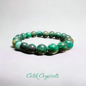 Emerald Stone Bracelet Natural Stones, Emerald Crystal Bead Bracelet Unisex Design Healing Bracelet