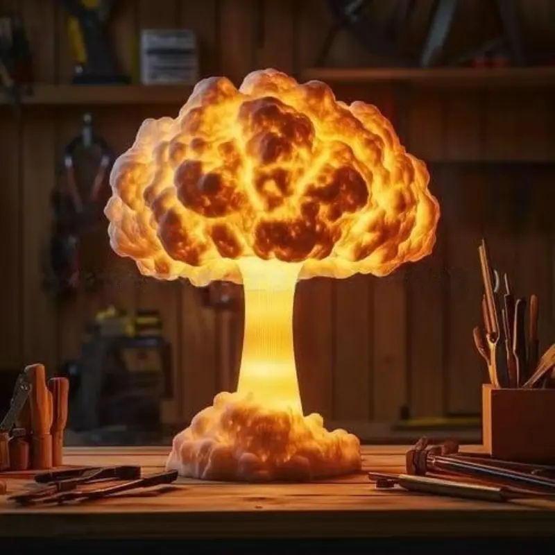 Unique Mushroom Cloud Resin Table Lamp, Decorative Atmosphere Lamp, Creative Desktop Decor, Perfect Gift for Kids' Birthdays & Holidays, Office Desk Bedside Decoration Light Up